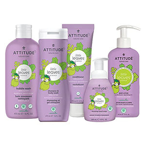 ATTITUDE Bubble Wash for Kids, Hair Shampoo and Body Soap, EWG Verified Hypoallergenic Plant- and Mineral-Based, Vegan and Cruelty-free, Vanilla & Pear, 16 Fl Oz