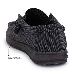 Hey Dude Men's Wally Sox Micro Total Black Size 11 | Men’s Shoes | Men's Lace Up Loafers | Comfortable & Light-Weight