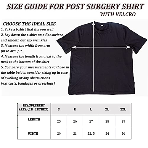 OUDI LINE Uni-Sex Post Shoulder Surgery Shirt &amp; Rehab Shirt with Stick On Fasteners, Convenient and Quick (X-Large, Black)
