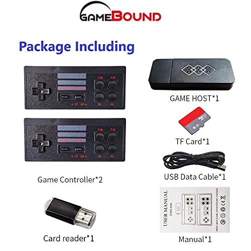 Gamebound 1550 Classic Retro 8-Bit Games 4K Stick Console Console,2 Wireless Controllers, save and load games