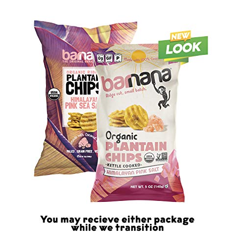 Barnana Organic Plantain Chips, Himalayan Pink Salt, 5 Ounce Bag - Paleo, Vegan, Grain Free Chips