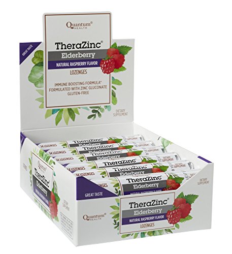 Quantum Health TheraZinc Elderberry Raspberry Lozenges Roll, Immune Support in Tasty USDA Organic Drops, 14 Count