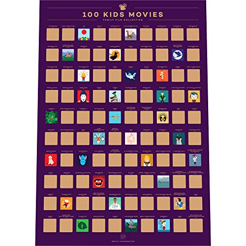 Enno Vatti 100 Kids Movies Scratch Off Poster – Top Family Films of All Time List (16.5" x 23.4")
