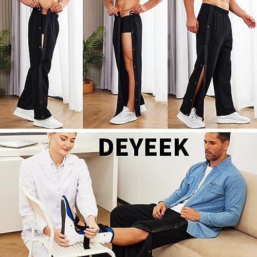 Deyeek Mens Tear Away Basketball Pants 2 Side Zippers Snap Off Full Open  Down Sweatpants Leg Post Surgery Pant with Pockets : : Clothing