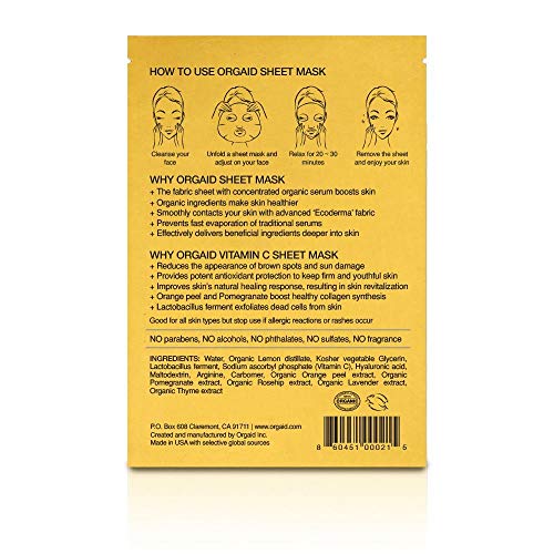 ORGAID Organic Sheet Mask | Made in USA (Vitamin C &amp; Revitalizing, pack of 4)