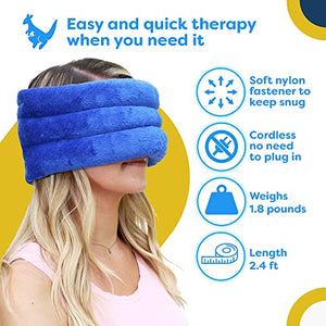 Huggaroo Soothe, Microwave Heating Pad for Migraine Relief with Lavender Aromatherapy, Stocking Stuffer, Tension Headache Relief, Migraine Ice Head Wrap, Blue