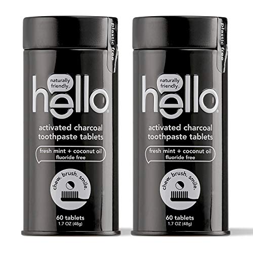 hello Activated Charcoal Whitening Toothpaste Tablets 120 Count Total (Pack of 2)