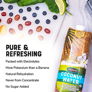 Nature's Greatest Foods, Organic Coconut Water, USDA Organic Certified, No Sugar Added, Never from Concentrate, Pure & Refreshing, 33.8 fl oz (Pack of 6)