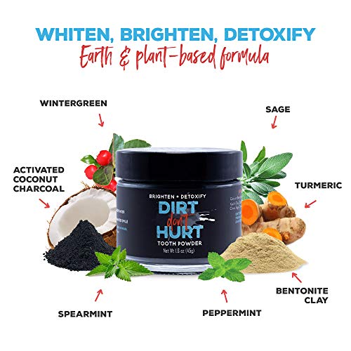 Tooth Powder with Activated Charcoal, Detoxifying All-Natural Teeth Whitening Charcoal, Alternative to Activated Charcoal Toothpaste, 1.6 oz - Dirt Don’t Hurt