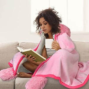 Flamingo Wearable Hooded Blanket for Adults – Pink Fuzzy Super Soft Warm Cozy Plush Flannel Fleece & Sherpa Hoodie Throw Cloak Wrap - Flamingo Gifts for Women Adults Girls and Kids