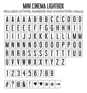 My Cinema Lightbox - The Mini Cinema Lightbox, LED Changeable Quote Sign To Create Personalized Messages, with 100 Letters, Numbers, & Symbols, USB or Battery Powered, A5 White