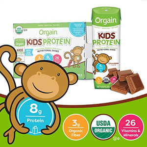 Orgain Organic Kids Protein Nutritional Shake, Chocolate 8.25 Oz, 12 Count