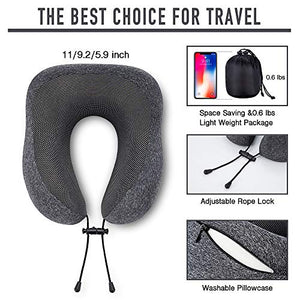 Travel Pillow 100% Pure Memory Foam Neck Pillow (Black)