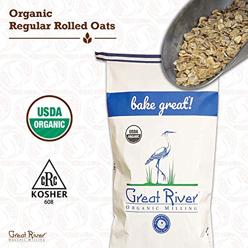Great River Organic Milling, Oatmeal, Regular Rolled Oats, Organic, 50-Pounds (Pack of 1)