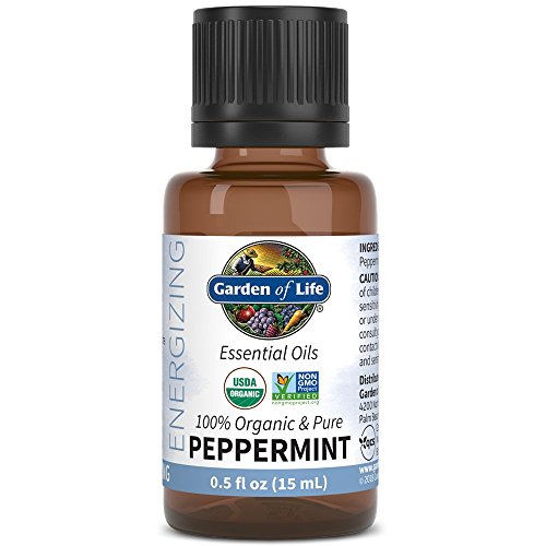 Garden of Life Essential Oil, Peppermint 0.5 fl oz (15 mL), 100% USDA Organic &amp; Pure, Undiluted &amp; Non-GMO - for Diffuser, Aromatherapy, Meditation - Energizing, Invigorating, Refreshing, Uplifting