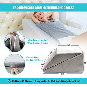 Lisenwood Foam Bed Wedge Pillow Set - Reading Pillow & Back Support Wedge  Pillow for Sleeping - 2 Separated Sit Up Pillows for Bed - Angled Bed