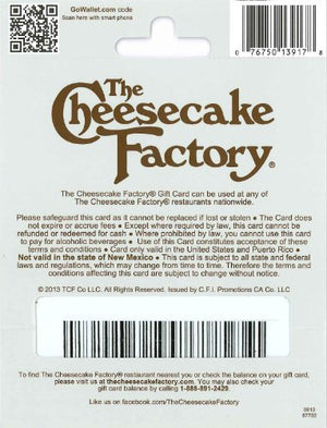 The Cheesecake Factory Gift Card $25