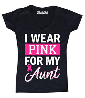 Promotion & Beyond I Wear Pink for My Aunt V-Neck, S, Black/2