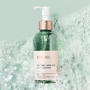 Biossance Squalane + Amino Aloe Gentle Cleanser. Foaming Gel Face Wash to Deeply Clean Pores and Remove Makeup. Hydrating, Non-Stripping Formula (6.76 fl oz)
