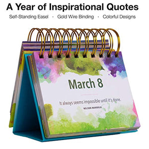Motivational & Inspirational Perpetual Daily Flip Calendar with Self-Standing Easel (Watercolors)