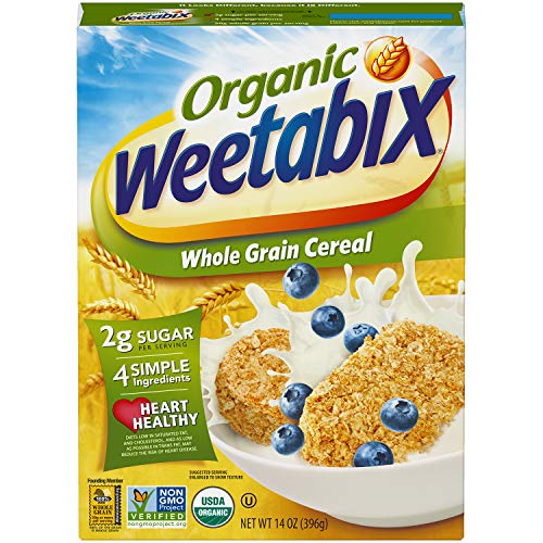Weetabix Organic Whole Grain Cereal Biscuits, USDA Certified Organic, Non-GMO Project Verified, Heart Healthy, Kosher, Vegan, 14 Oz Box