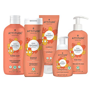 ATTITUDE Shampoo and Body Wash for Kids, EWG Verified, Plant- and Mineral-Based Ingredients, Hypoallergenic Vegan and Cruelty-Free, Vanilla & Pear, 16 Fl Oz