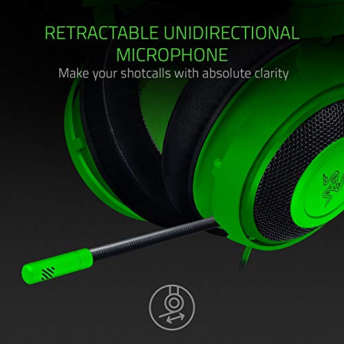 Razer Kraken Gaming Headset: Lightweight Aluminum Frame, Retractable Noise Isolating Microphone, For PC, PS4, PS5, Switch, Xbox One, Xbox Series X &amp; S, Mobile, 3.5 mm Audio Jack – Green
