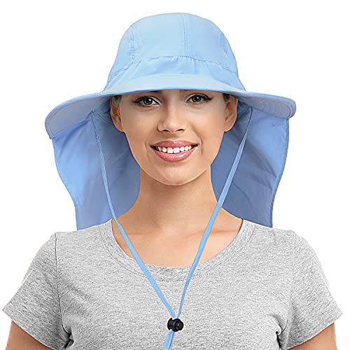 Womens Sun Hats Neck Flap Large Brim UV Protection Foldable Fishing Hi - My  CareCrew