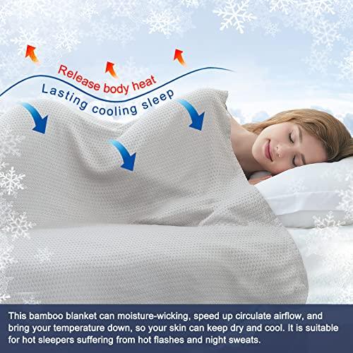 DANGTOP Cooling Blankets, 100% Bamboo Blanket for All-Season, Cooling Blankets Absorbs Body Heat to Keep Cool on Warm Night, Ultra-Cool Lightweight