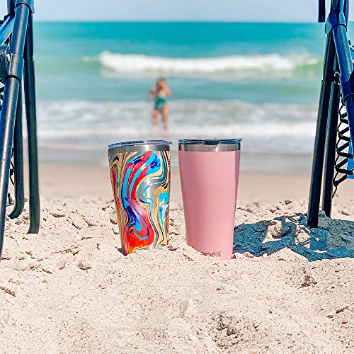 Tervis 1315694 Guy Harvey Breast Cancer Awareness Turtles Stainless Steel Insulated Tumbler with Clear and Black Hammer Lid, 30 oz, Silver