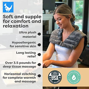 Huggaroo Embrace Microwave Heating Pad - Cordless Weighted Shoulder Heating Pad Heated Neck Wrap with Lavender Aromatherapy Neck Pain Relief Comfort, Relaxation Neck Heating Pad for Neck Pain