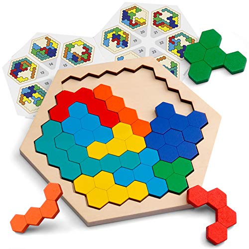 Coogam Wooden Hexagon Puzzle for Kid Adults
