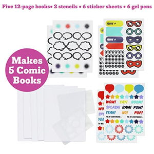 Kid Made Modern DIY Comic Book for Kids Ages 6 and up, Beginners Creative Storytelling Kit, Includes Books, Pens, Stencils & Stickers