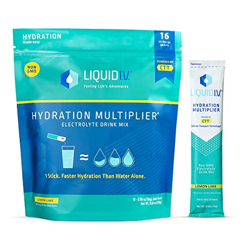 Liquid I.V. Hydration Multiplier - Lemon Lime - Hydration Powder Packets | Electrolyte Drink Mix | Easy Open Single-Serving Stick | Non-GMO | 16 Sticks