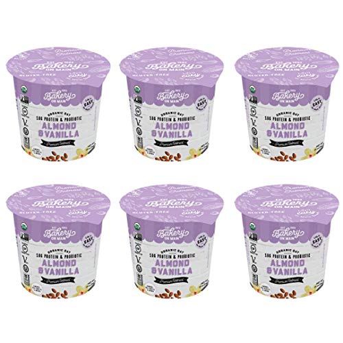 Bakery On Main, USDA Organic, Gluten-Free, Vegan & Non GMO, Probiotic, 10g Protein Added, Oatmeal Cup - Almond & Vanilla, 1.9oz (Pack of 6)