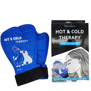 Silenflow Icing Gloves I Hot and Cold Therapy Gloves - Ice Gel Pack Glove for Chemo, Neuropathy, Cryotherapy, Arthritis, Carpal tunnel, Gout, Injuries - Good for Small to Medium Size Hands (2 Gloves)