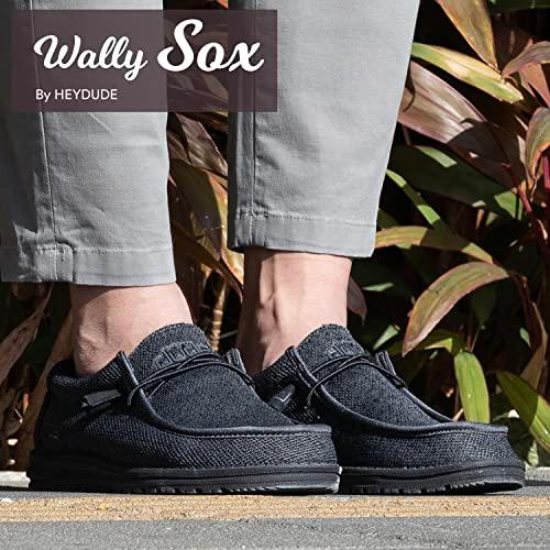 Hey Dude Men's Wally Sox Micro Total Black Size 11 Men’s Shoes Men's Lace Up Loafers Comfortable Light-Weight