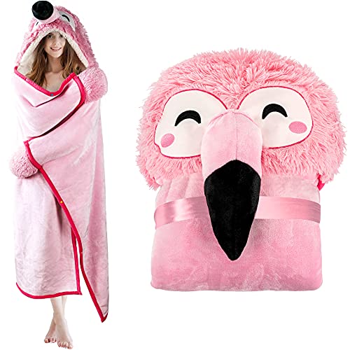 Flamingo Wearable Hooded Blanket for Adults