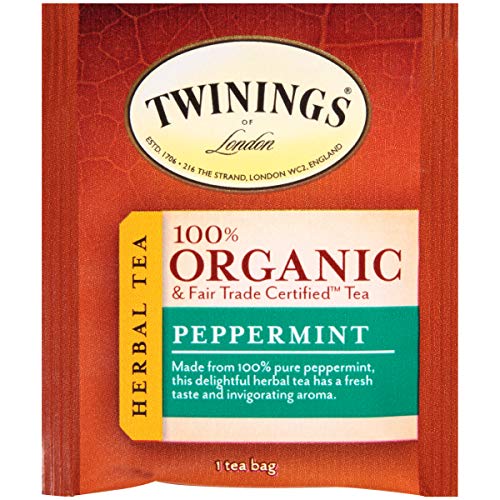 Twinings of London Organic and Fair Trade Certified Peppermint Tea Bags, 20 Count (Pack of 6)
