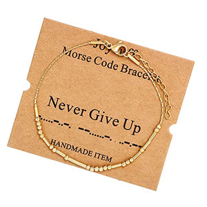Never Give Up Joycuff Morse Code Bracelets For Women Adjustable Stianless Steel Jewelry Inspirational Gifts For Her Mom Aunt Sister Best Friend Female Friendship Gold Bracelet