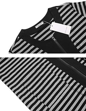 Ekouaer Women's Long Sleepwear Shirt Short Sleeve with Pockets S-XXL Black