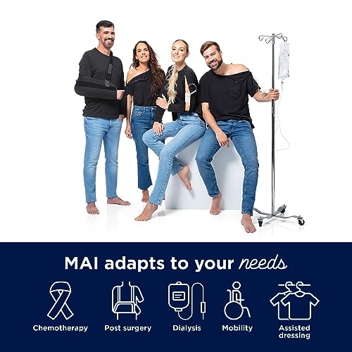 MAI Post Shoulder Surgery Shirts | Chemo Clothing | Women Short Sleeve Shirt True Black