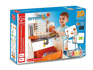 Hape Discovery Scientific Workbench | Kids Construction Toy, Children’s Workshop with Over 10 Possible Creations, Toys for Kids 4+, Multicolored (E3028) L: 14.4, W: 9.6, H: 17.5 inch