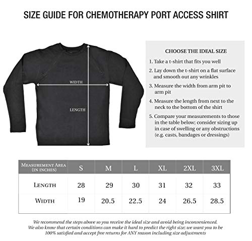 Inspired Comforts Chemo Port Access Shirts Full Sleeve Shirt w/Dual Zippers (XL - Black) - My CareCrew