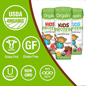 Orgain Organic Kids Protein Nutritional Shake, Chocolate 8.25 Oz, 12 Count