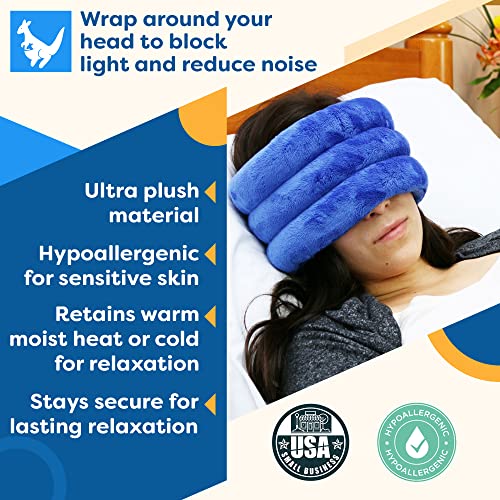 Huggaroo Soothe, Microwave Heating Pad for Migraine Relief with Lavender Aromatherapy, Stocking Stuffer, Tension Headache Relief, Migraine Ice Head Wrap, Blue