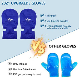 Hilph® Hand Ice Pack Gloves/Wrap for Pain Relief 2 Pack, Hot Cold Gloves for Chemotherapy Neuropathy, Rheumatoid Arthritis, Carpal Tunnel Relief, Ice Gloves for Chemo Relief, Ice Mittens - Large
