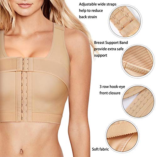 Adjustable Front Closure Bras for Women Post Bra Compression Tank Top  Shapewear Top Push up Bras, Beige, Small : : Clothing, Shoes &  Accessories