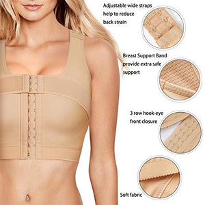 BRABIC Women’s Front Closure Bra Post-Surgery Posture Corrector Shaper Tops with Breast Support Band (Beige, M)