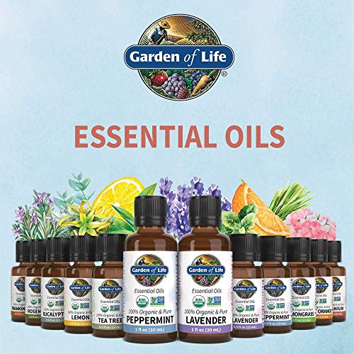 Garden of Life Essential Oil, Geranium 0.5 fl oz (15 mL), 100% USDA Organic &amp; Pure, Clean, Undiluted &amp; Non-GMO, for Diffuser, Aromatherapy, Meditation - Balance, Relaxation, Calming, Floral, Aromatic